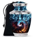 SUBSH Forest Dragon Dusk - Large with Velvet Bag - Memorial for Human Remains Mom & Dad - Urn for Human Ashes for Adult Male & Female - Cremation Urn for Adult Men & Women - Funeral Decorative Urns