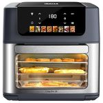 INALSA Air Fryer Oven 2100 W|18 L Capacity|8 Preset Functions with Roast, Reheat, Dehydrate, Bake|LED Touch Display|Rotisserie & Convection|10 Accessories|2 Yr Warranty|Recipe Book, Crisp Pro18 Grey