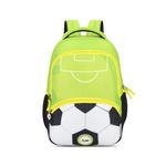 Skybags Buddy Plus Polyester 22 Liters 2 Compartment 1 Front Pocket 2 Side Bottle Pockets School Backpack Football Black Green For Boys And Girls