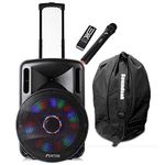 Fenton FT15LED Portable PA System with Wireless Mic and Bag - Battery Powered Speaker, Ideal for Mobile Entertainment, Portable PA Systems, Portable PA Speaker, Battery Powered PA System