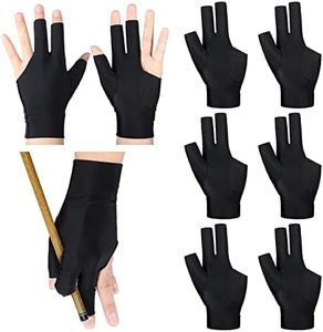 Civaner 8 Pcs 3 Fingers Pool Gloves Billiards Left Hand Shooters Snooker Cue Sport Glove Show Gloves for Women Men Billiard Shooters Carom Sports Accessories(Black)