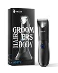 VIKICON Balls Trimmer Men, Pubic & Body Hair Trimmer Men, IPX7 Waterproof Body Groomer w/Light & Ceramic Blade, Shavers for Private Parts, Electric Male Razor, USB-C Charging, Gifts for Him Dad