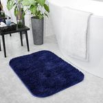 WOLVEL LIVING Super Absorbent Non-Slip Bath Mat - Soft Microfiber Bathroom Rug, Quick-Dry, Plush Anti-Skid Mat for Shower, Door & Kitchen (Blue, 40x60cm)