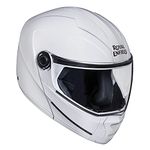 Royal Enfield Adroit ISI Certified Modular Riding Helmet with Clear Visor Gloss White, Size: XL(61-62Cm) with High Impact Absorption Physical Properties and Scratch Resistance