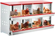 Nesting Boxes for Chickens, 8 Compartment Roll Out Away Chicken Nesting Boxes for Laying Eggs, Nesting Gift Boxes for Hens Duck Poultry, Metal Heavy Duty Chicken Coop with Perch