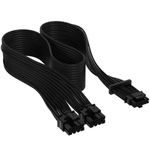 Corsair Premium 600W PCIe 5.0 / Gen 5 12VHPWR PSU Cable - Fits Type-4 PSUs via Dual 8-pin PCIe - 12+4pin Connector - Mesh Paracord Sleeving - Black