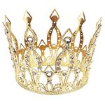 ZOBKGF Gold Rhinestone Crown Cake Topper Crystal Handmade Tiara Cake Decoration for Wedding Birthday Prince Themed Baby Shower Party Favors