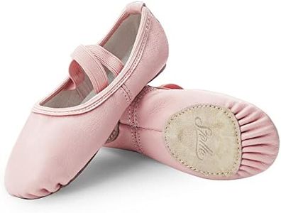 Stelle Ballet Shoes for Girls Dance Slippers Genuine Leather Ballerina Shoes for Toddler/Little Kid/Big Kid(11ML, Pink No-tie)