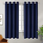 BGment Blackout Curtains - Grommet Thermal Insulated Room Darkening Bedroom and Living Room Curtain, 2 Panels of 52 x 63 Inch, Navy