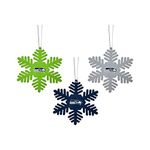 FOCO NFL Christmas Ornament Set - 3 Piece Multi-Colored Metal Snowflakes Holiday Tree Decoration – Show Your Team Spirit with Officially Licensed Football Fan Decor (Seattle Seahawks)