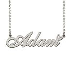 Dainty Friendship Name Necklace Silver for Girls with Heart Pendant Adam