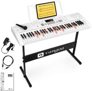 Vangoa Piano Keyboard 61 Lighted Keys Music Electronic Keyboard Piano with Stand, Microphone, 600 timbres, 400 rhythms, 30 demos, White