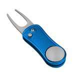 Golf Divot Repair Tool with Pop-up Button & Magnetic Ball Marker Pitch Mark, Lightweight, Portable, Mini Divot Repair Tool, Best Choice for Professional Golfers (Blue(103))