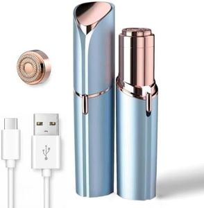 Rechargeable Facial Hair Removal for Women - as Seen on TV Painless Face Shaver - Electric Hair Remover for Face Lips Peach Fuzz with Light with 1 Replacement Heads (Blue)