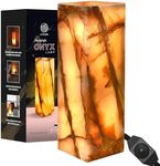 UMAID Elegant Handcrafted Onyx Marble Table Lamp, Warm Amber Glow, Relaxing Table Lamp for Office, Bedroom, Living Room, and Bedside, Includes Bulb & Dimmable Cord, Unique Home Decor Gifts (Rectangle)