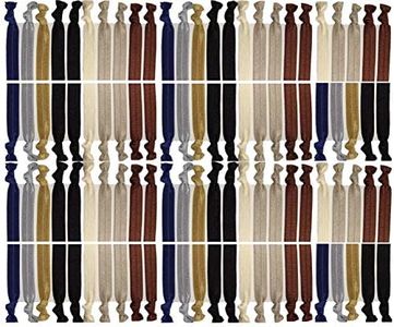 Kenz Laurenz 100 Hair Ties No Crease Ribbon Elastics Ouchless Ponytail Holders Hair Bands (100 Hair Ties-Neutral Tones)