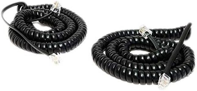 Minidi (Pack of 2) Black Coiled Telephone Phone Handset Cable Cord, Coiled Length 3 to 12 feet Uncoiled (Value Pack)