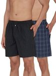 XYXX Men's Super Combed Cotton Checkmate Boxer Shorts Elasticated Waist, Drawstring | Loungewear for Men Pack of 2 (L; Jet Black + Blue & Green Checks)