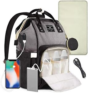 ComfyDegree Changing Bag Backpack Nappy Waterproof Large Capacity Baby Travel Rucksack w/Pacifier Holder | USB Cable | Stroller Straps | Insulated Warmer Pockets for Mom and Dad