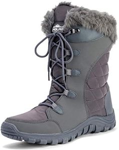 Polar Products Womens Quilted Lace up Outdoor Snow Rain Duck Boot - Gray - US7/EU38 - YC0511