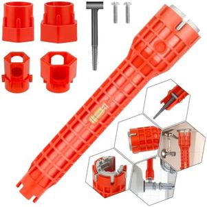JORETLE 14 in 1 Faucet and Sink Installer,Faucet and Sink Wrench,Multifunctional Sink Wrench,Suitable for Installing Pipes under Bathrooms,Toilets,Kitchens,and Sinks（Red）