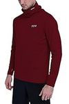 TCA Men's Warm Up Long Sleeve Training Workout Funnel Neck Thermal Running Top with Thumbholes - Cabernet, L