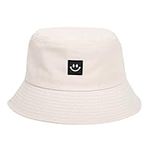 imKutie Kids Smile Face Sun Hat, UPF 50+ Toddler Boys Girls Summer Bucket Hat Wide Brim Unisex Beach Hats Caps for 2-8 Years Beige