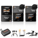 comica BoomX-D2 PRO Wireless Lavalier Microphone, 16GB Storage, Safety Audio Track, Noise Cancellation, 328' Range, Wireless Lav Mic for iPhone, Android, PC Interviews, Vlogs, Live-Streaming(Black)