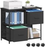 VASAGLE File Cabinet, Rolling Printer Stand with 2 Fabric Drawers, Easy Assembly, for A4, Letter-Size Files, Hanging File Folders, Home, Office, Ebony Black UOFC057B56