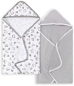 Burt's Bees Baby - Hooded Towels, Absorbent Knit Terry, Super Soft Single-Ply, 100% Organic Cotton 2 Pack), A-Bee-C, 2 Pack