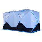 Outsunny 8-Person Insulated Ice Fishing Tent, Pop-up Ice Fishing Shelter with Ventilation Windows, Double Doors and Carry Bag, for Low-Temp -22℉, Blue