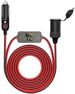 Hoembpn 2M Rallonge Prise Allume-Cigare de Voiture étanche avec LED Voltmètre et Ampèremètre,12V/24V Adaptateur Cordon de Allume-Cigare Câble D'extension pour Moto,Bateau,Voiture,Camion