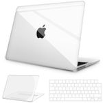 NPUOLS Protective Case for MacBook Air 13.6 Inch Case 2024 2022 Model M3 A3113 / M2 A2681, Thin Anti-Yellowing Protective Case and Ultra Thin TPU EU Keyboard Cover - Transparent