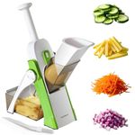 SUPMAKIN Safest Mandoline Vegetable Slicer/Chopper, Potato Chip Cutter, Multifunctional Veg Chopper with 4 Cutting Modes to Slice, Dice, Chop, Julienne, Best Kitchen Gadgets Green