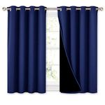 NICETOWN Thermal Insulated Blackout Curtains - Short Soundproof Fully Sun Blocking 2-Layer Lined Drapes for Dining Room (52W x 45L, Royal Blue, 2 Pcs)