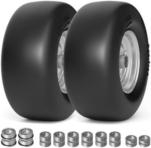 RONPOW 13x6.5-6 Flat Free Lawn Tires, Zero Turn Mower Assembly for Commercial Garden Lawns, Front Solid 13x6.5-6 Lawn Mower Tires with 1/2" & 5/8" Bearing, 5.5"-7.5" Adjustable Center Hub, Gray, 2 Pc