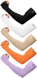 SHINYMOD 5 Pairs Compression Sleeves for Arms Cooling UV Sun Protection UPF 50 Arm Sleeve for Men Women