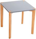BIRDROCK HOME End Table with Grey Top and Wooden Legs – Modern Minimalist Furniture - Natural Wood Legs – Lightweight Night Stand – Square Side Unique Decorative End Accent – Living Room Bedroom