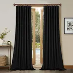 StangH Extra Long Black Velvet Curtains 144 inches Long, Back Tab Luxury Home Decoration Thermal Insulated Window Drapes for High Ceiling/Villa, W52 x L144, 2 Panels
