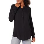 Amazon Essentials Women's Long-Sleeve Woven Blouse, Black, M