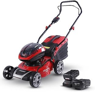Sharpex Cordless Lawn Mower Battery Operated 16 inch | 2 * 40V Battery Lawn Mowers with 600W Brushless Motor | 5 Adjustable Height with 45L Grass Catcher Box (Battery & Charger Included, Red)