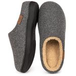 VeraCosy Men's Fuzzy Slip-on Slippers Warm Comfy Memory Foam Non-slip Indoor House Shoes Grey, 8-9 UK