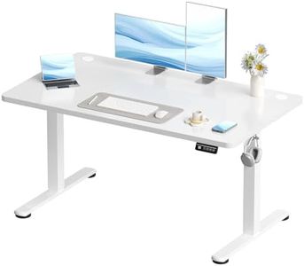 Devoko Electric Standing Desk 120x60cm Sit Stand Table Height Adjustable with Backpack Hook and Memory Smart Panel, Home Office, White