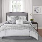 Madison Park MP10-2418 Bennett 7 Piece Comforter Set, Queen, Grey