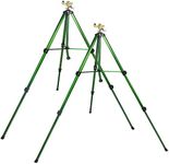 Biswing Impact Sprinkler Head on Tripod Base, Extends Up to 50 Inch Heavy Duty Lawn Sprinkler, 360 Degree Large Area Irrigation, Adjustable Coverage Brass Nozzle Alloy Metal Tower Sprinkler, 2 Pack