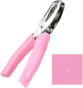 Handheld Hole Paper Punch Puncher for Craft Paper Tags Clothing Ticket DIY Scrapbook Tool, with Pink Soft Handheld Grip (Small Circle 1/16 inch)