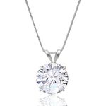 Amazon Collection 14k White Gold 9mm Round Solitaire Cubic Zirconia Pendant Necklace for Women with 18 Inch Box Chain