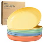 Deep Dinner Plates Set of 8 - Wheat Straw Plates, Alternative for Plastic Plates, Microwavable, Dishwasher Safe, Unbreakable Dinnerware, Reusable Dinner Plates (Meadow 10")