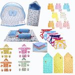 Infantbond 56 in 1 New Born Baby Complete Daily Items Combo(0-6 Months) (Blue Moon), Pack of 1