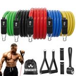 Whatafit Resistance Bands Set (11pcs), Exercise Bands with Door Anchor, Handles, Waterproof Carry Bag, Legs Ankle Straps for Resistance Training, Physical Therapy, Home Workouts
